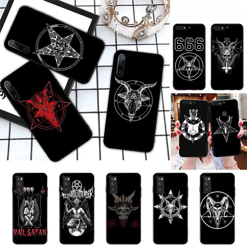 

Ultra Thin Luxury Phone Case For Huawei Honor 10i 20i 8 Pro 9 10 20 Lite 30 Pro Pentagram 666 Demonic Satanic Shell