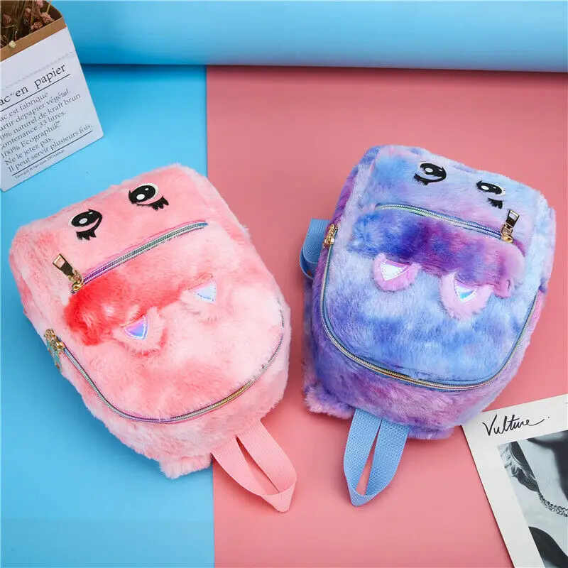 Women Girls Faux Fur Plush Backpack 3D Cartoon Ears Zipper Shoulder School Bags Rucksack Travel Backpacks | Игрушки и хобби