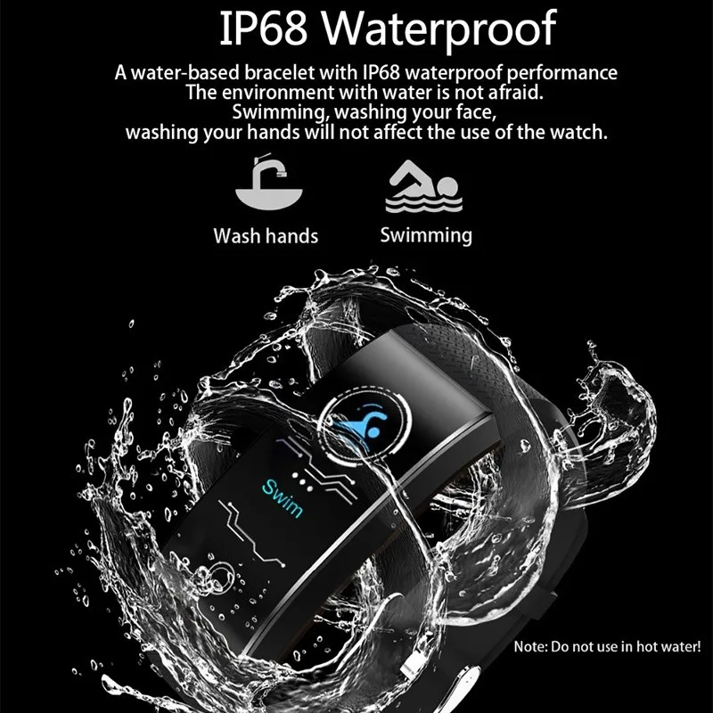 

QW18 Smart Bracelet IP68 Waterproof Fitness Tracker Heart Rate Monitor Blood Pressure Cardio Bracelet Smart Band for Android IOS