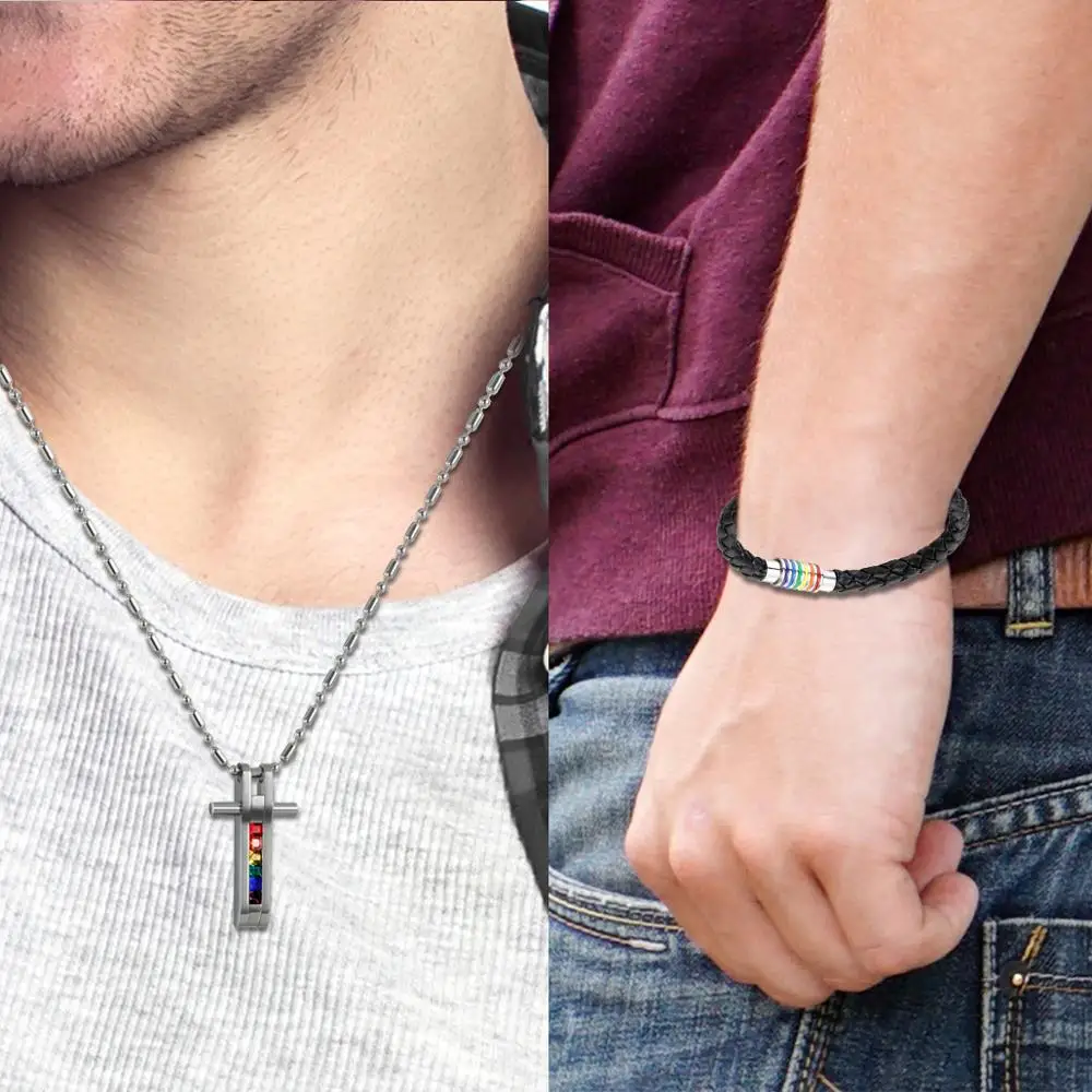 Новая Мода Гей Гордость ювелирные изделия из нержавеющей стали кулон ожерелье