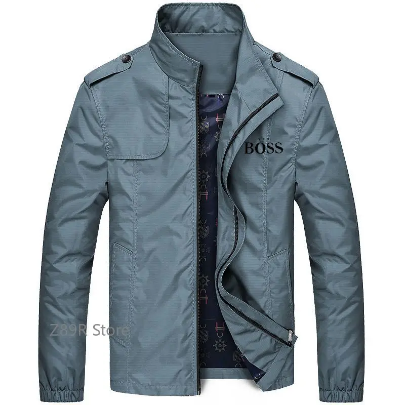 

2021 New Spring Autumn Men's Jackets Casual Coats Solid Color Mens Brand Clothing Stand Collar Male Bomber Jackets