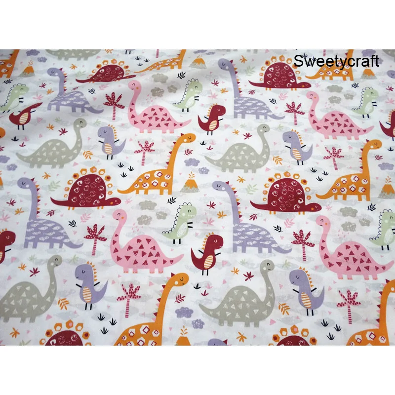 Хлопчатобумажная ткань с принтом динозавра из мультфильма Швейные стеганые
