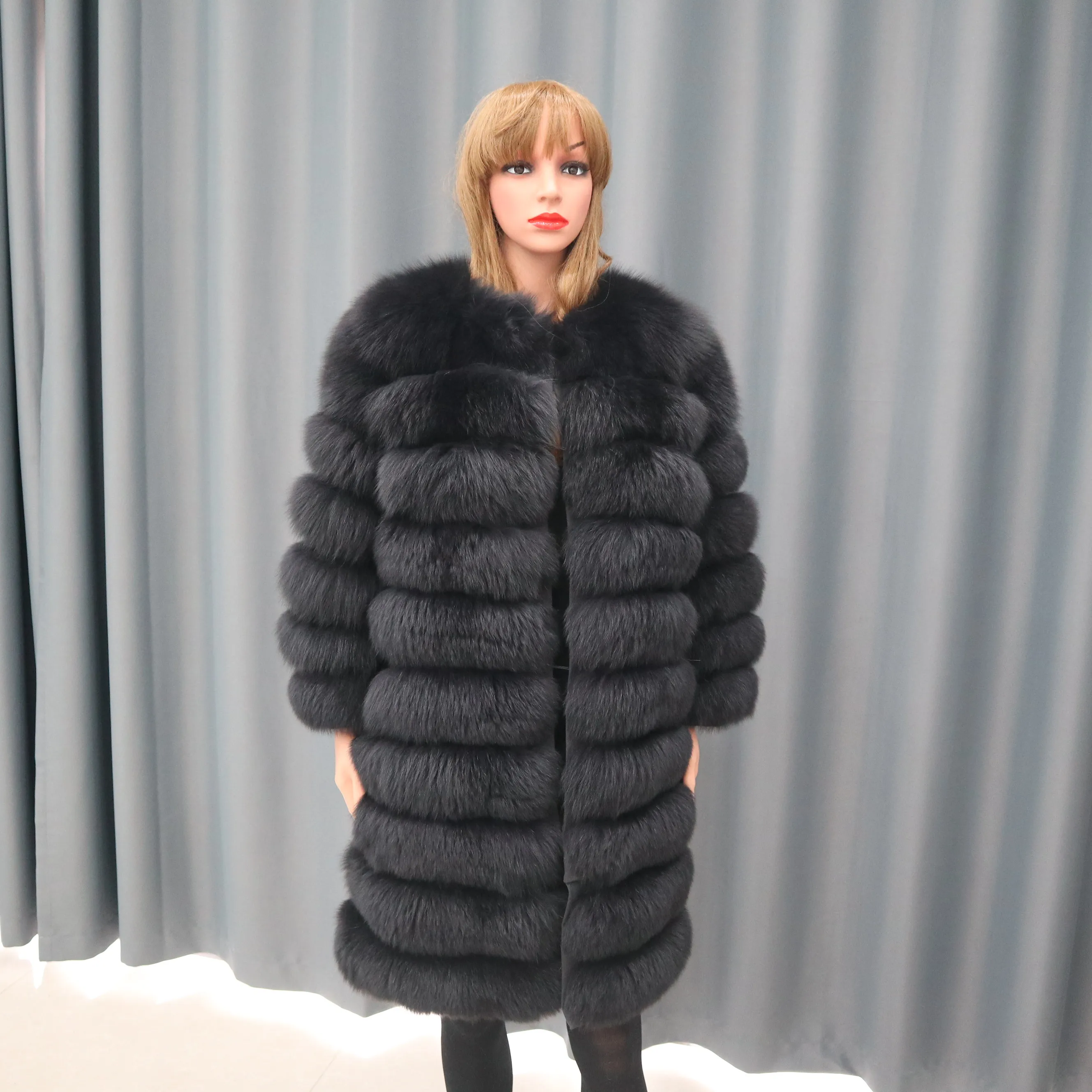 Женская шуба из натурального Лисьего меха женская зимняя верхняя одежда 2019|Шубы