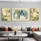 Классическое художественное украшение для дома, живопись слонами и цветами маслом, искусство на стену, рисунок слона, картины на холсте для домашнего декора
