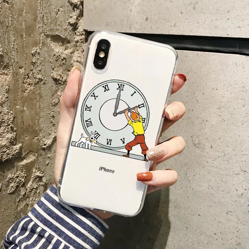 Мягкий силиконовый чехол из ТПУ Приключения Тинтина для телефона iPhone 12 11 11Pro MAX 6 6S