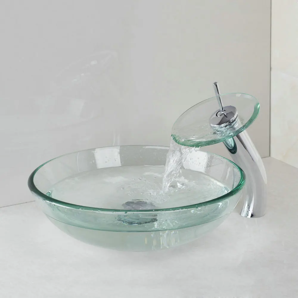 Мойка для умывальника из прозрачного стекла хромированный латунный кран шт. |