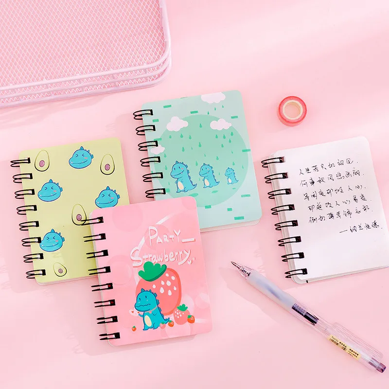 

Cartoon Cute Fun Dinosaur Spiral Book Coil Notebook Kawaii Lined Blank Grid Paper Diary Planner School Stationery Supplies