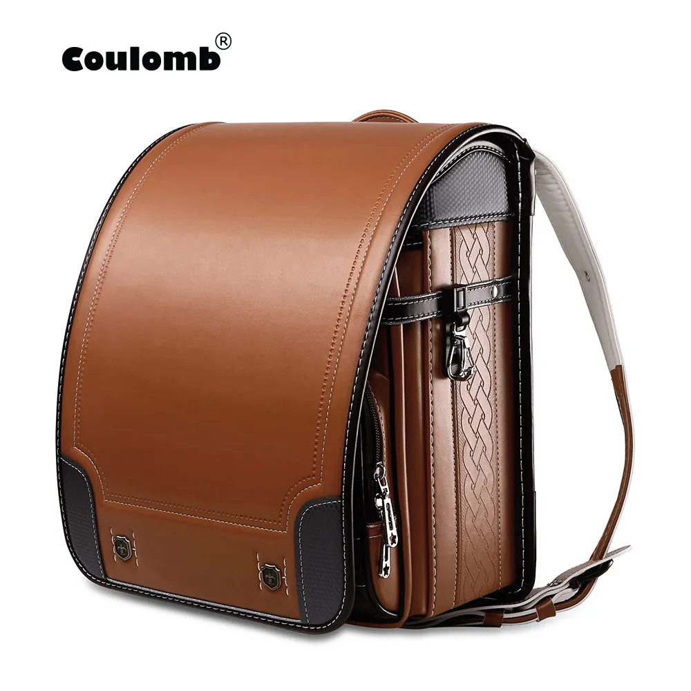 Coulomb Children Japan School Backpack Boys Kid Orthopedic Bag Students Bookbags Japanese PU Randoseru Baby's Exquisite Gift