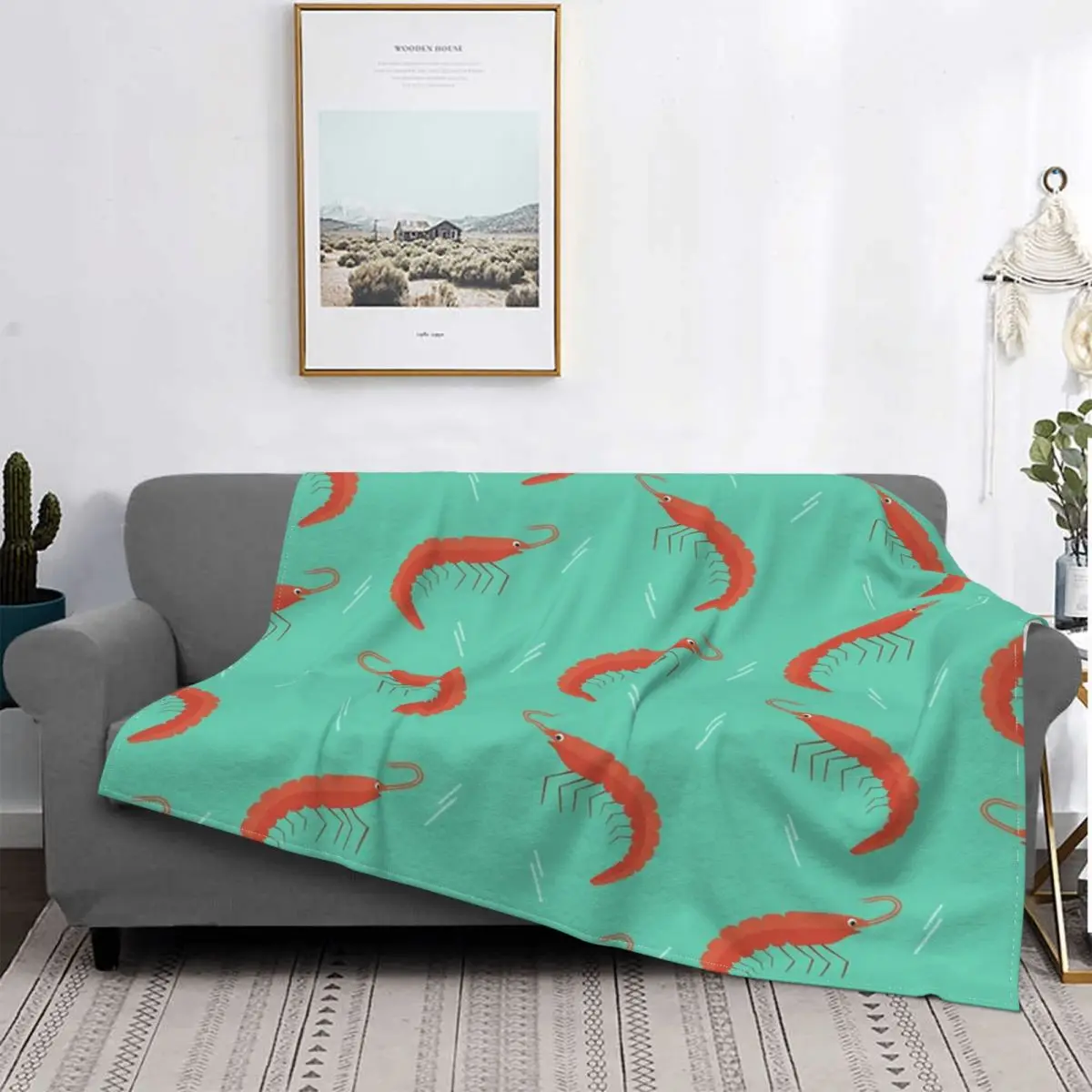 

Manta de camarones oscilantes, colcha de cama, cubierta a cuadros, toalla de playa, Sudadera con capucha, ropa de cama de algod
