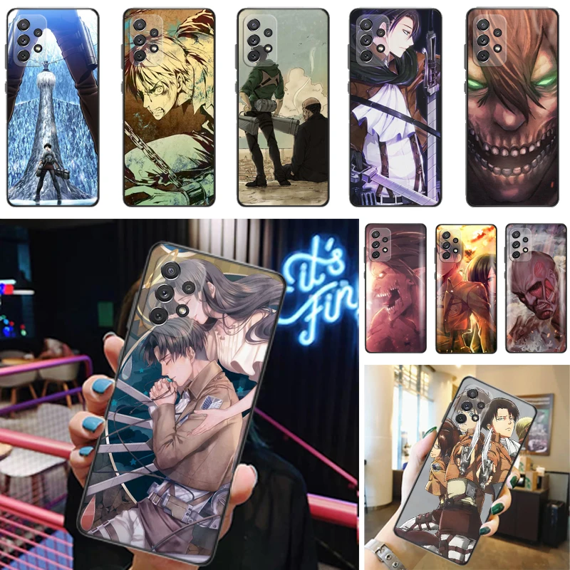

Attack On Titan Eren Jager Armin Arlert Levi Mikasa Ackerman Phone Case For Samsung Galaxy A52 A72 4G 5G Soft TPU Coque