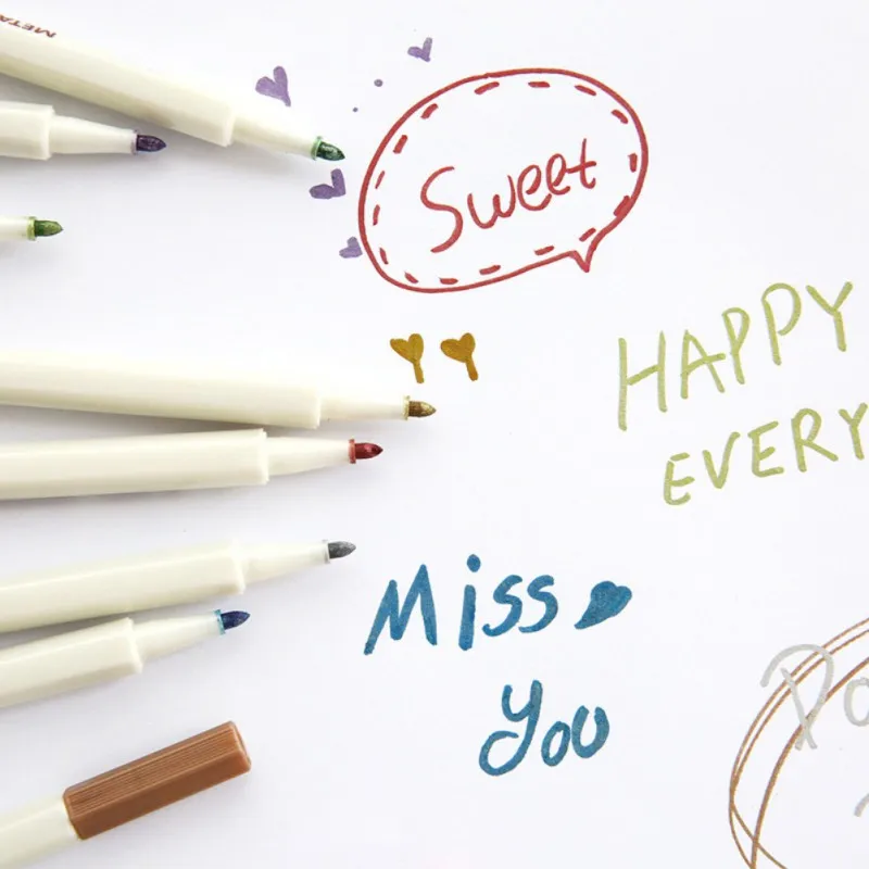 

Drawing Painting Marker Pens Metallic Color Pens for Painting Drawing Supplies Scrapbooking Crafts Marker Brush Pen