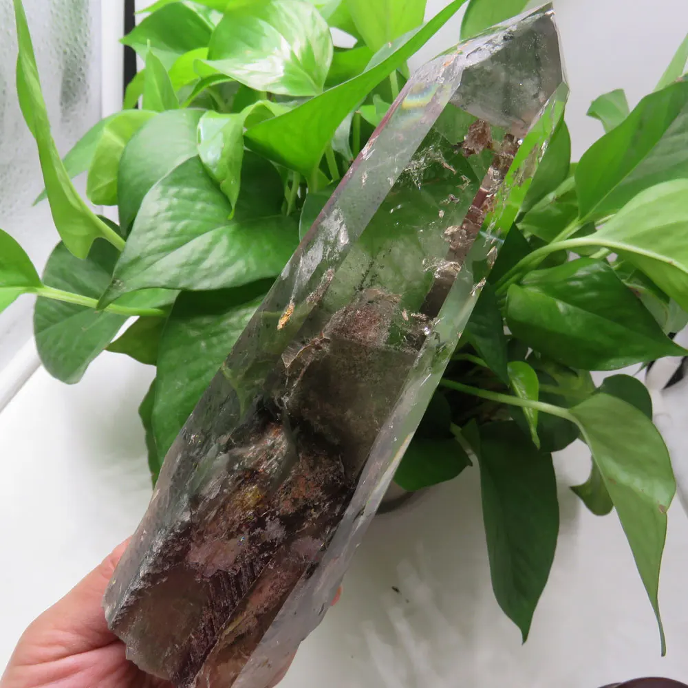 Фантастический! 532 г натуральный зеленый фантомный кварцевый кристалл точечная