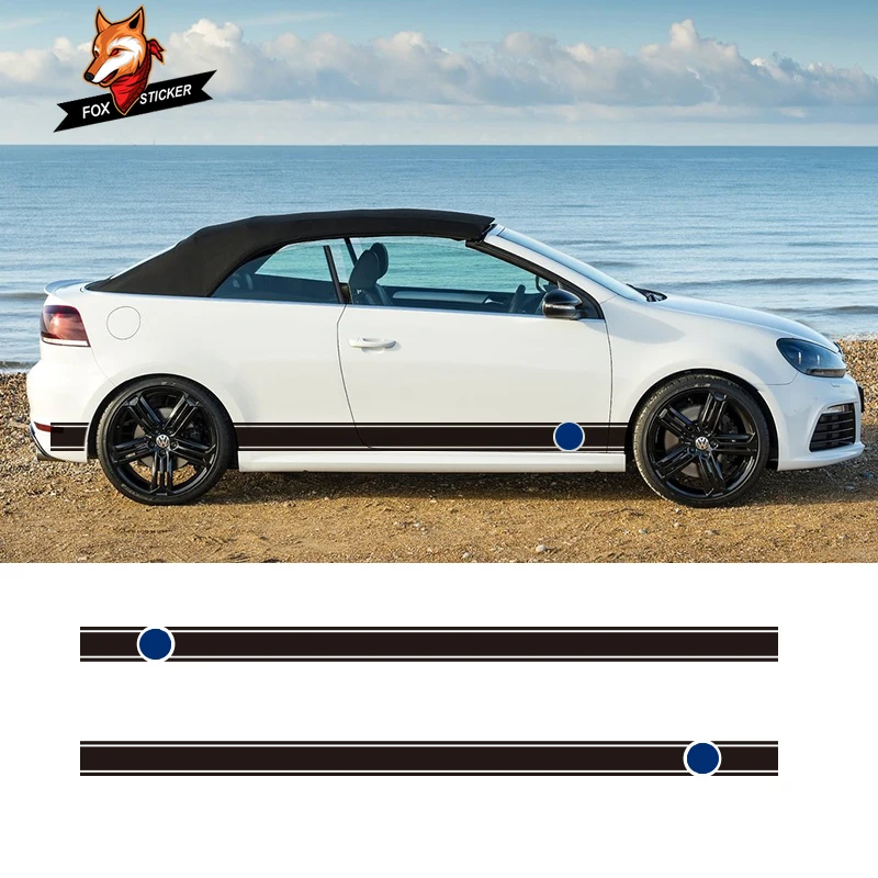 

2 PCS Vinyl Car Styling Logo Side Skirt Sticker Decals Stripe Wraps Body Stickers Car Decal Car Accessaries for Volkswagen