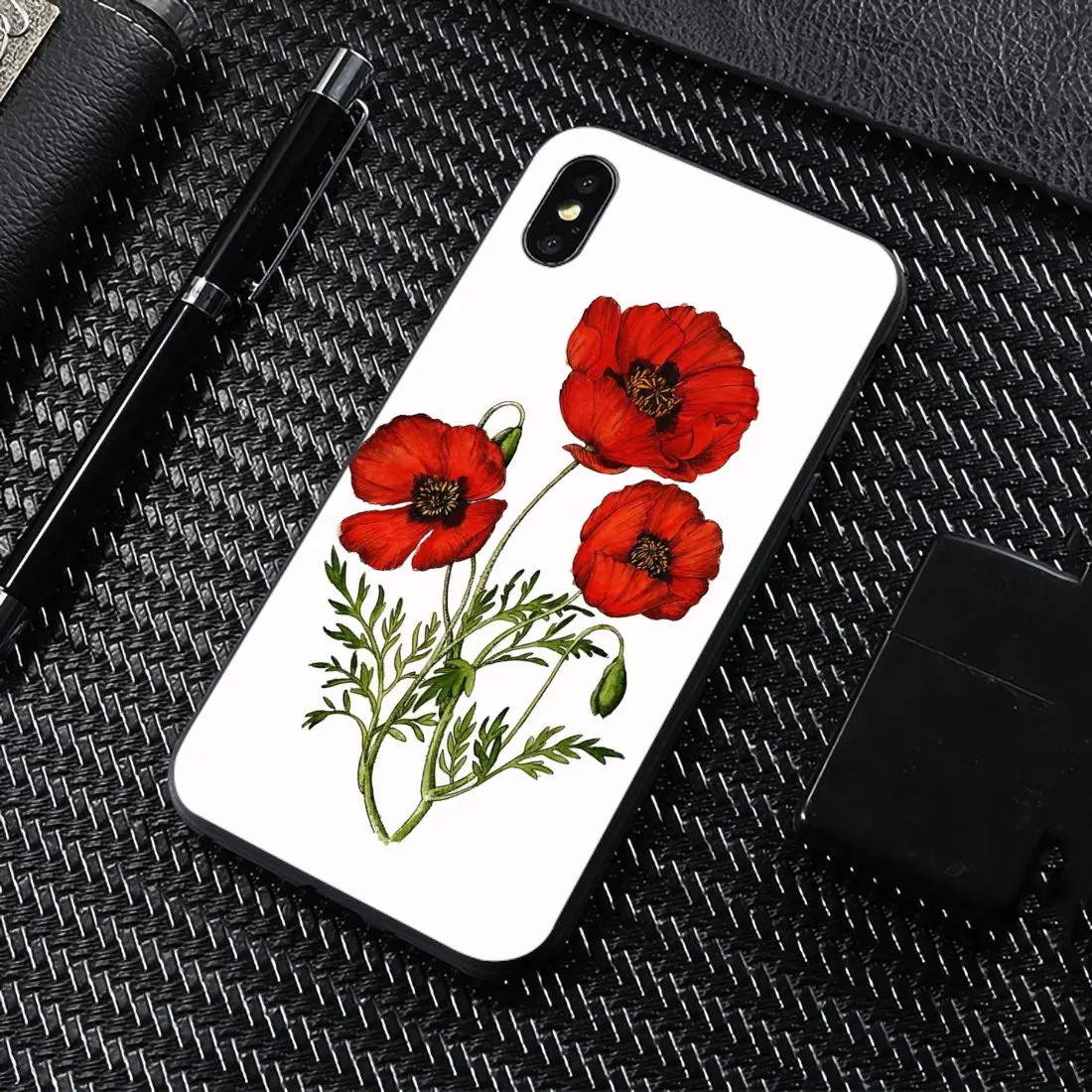 Красный Маки Poppy Flower для Samsung Galaxy Note 2 3 4 5 8 9 S2 S3 S4 S5 Mini S6 S7 Edge S8 S9 Plus пользовательский