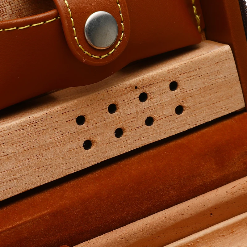 

Leather Cigar Case Holder Portable Travel Humidor Storage Box Cedar Wood Cigar Humidor Humidifier Accessories Lighter Without