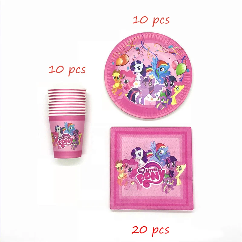 beipanzhi-40pcs 61 шт./лот, одноразовые столовые приборы в стиле My Little Pony, кружки, тарелки, салфетки, детские скатерти для украшения дня рождения - Цвет: beipanzhi-40pcs