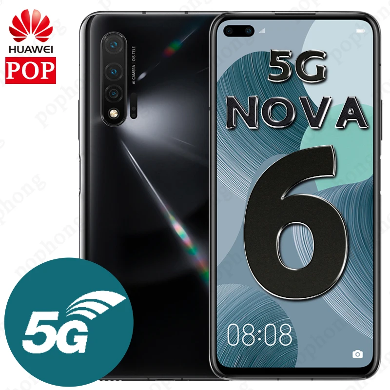 HUAWEI Nova 6 5G мобильного телефона 57 дюймов Kirin 990 Balong 5000 Octa Core Android 10 0 SA/НСА