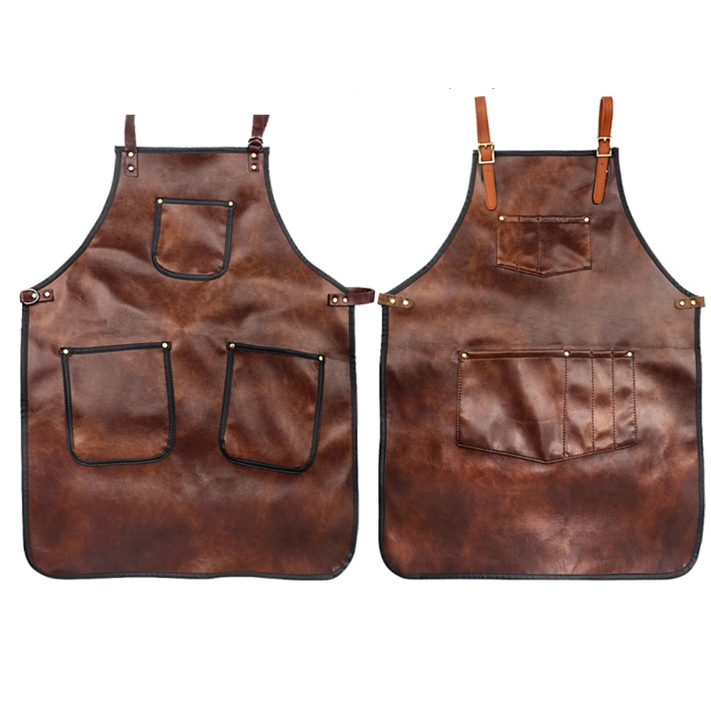 

Unisex Hairdressing Denim Apron Waterproof Hairdresser Barber Leather Work Clothes For Salon Hairdressing Apron Haircut Capes