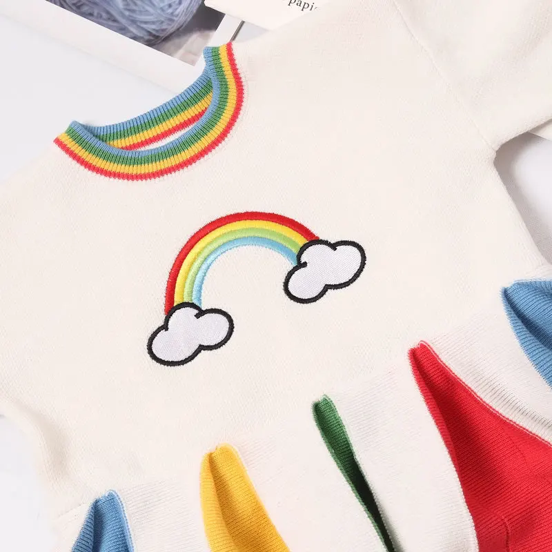 Welaken новинка Радужный вязаный наряд на осень с длинным рукавом платье для