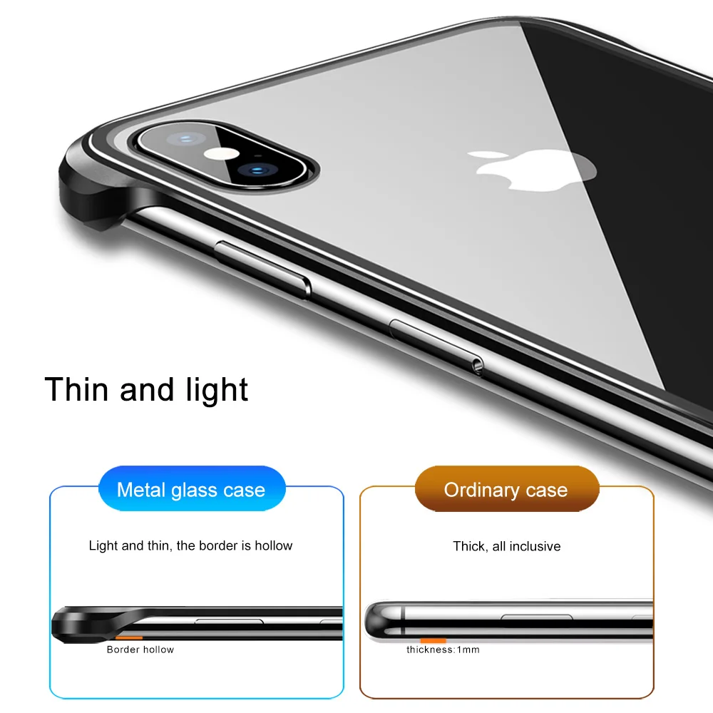 Роскошный металлический чехол из закаленного стекла для телефона iPhone X XS Max