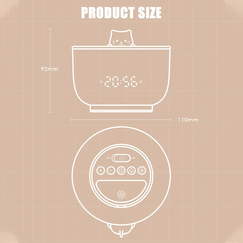 

LED Night Light Digital Alarm Clock USB Charging Three-level Dimming Cute Cat Baby Feeding Lamp Bedroom Kids Children Gifts