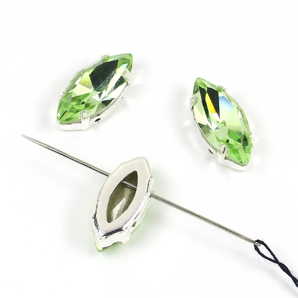 7x15mm Наветт лошадиный глаз пришить Алмазный Серебряный 4 Пальто с пуговицами