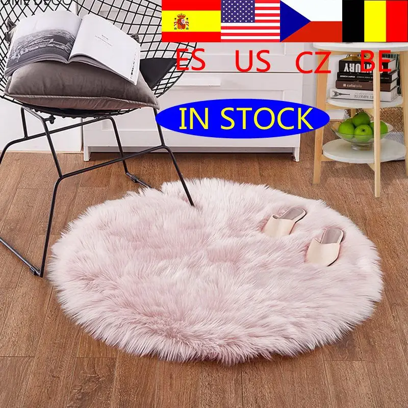 Juneiour розовый мягкий искусственный ковер из овчины коврик для спальни Чехол стула