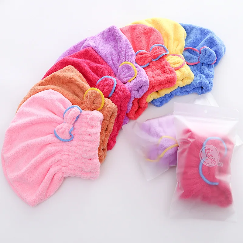 

Microfibre Shower Cap Winter Hats for Women Bathroom Accessories Quick Hair Drying Bath Towel Spa Bowknot Wrap Towel Cap