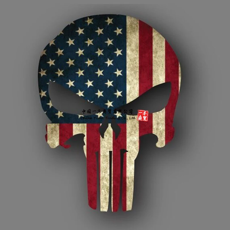 

Punisher Distressed American Flag Die Cut Decal Sticker Car Truck