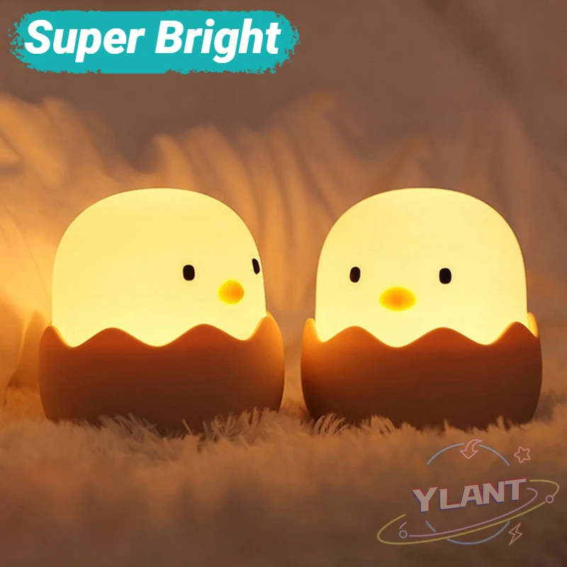 

Led Children Night Light For Kids Soft Silicone USB Rechargeable Bedroom Decor Gift Animal Chick Touch Night Lamp MOONSHADOW