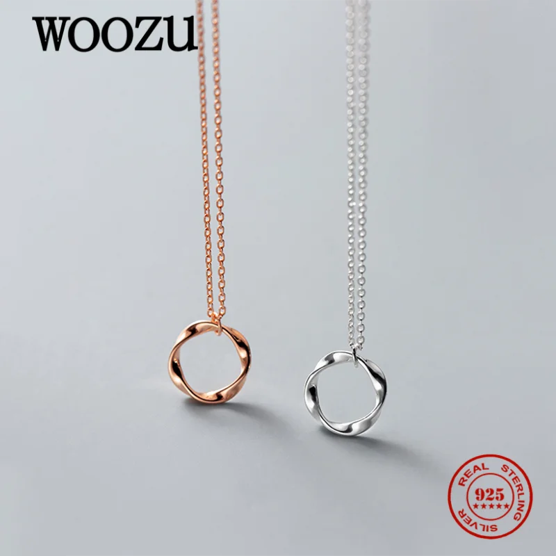 WOOZU натуральная 925 стерлингового серебра простой твист кулон ожерелье для женщин