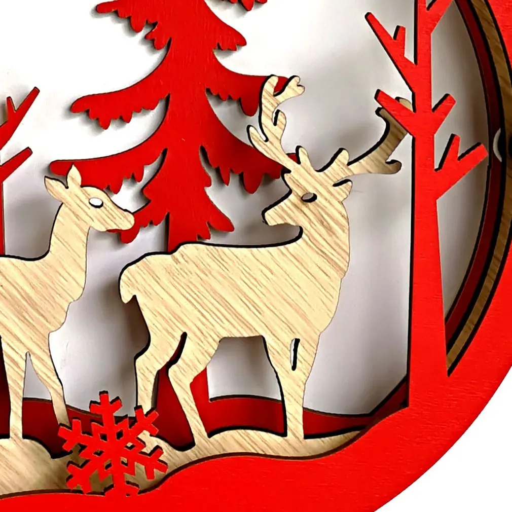 Деревянный Рождественский 3D большой кулон в форме лампы украшение милый