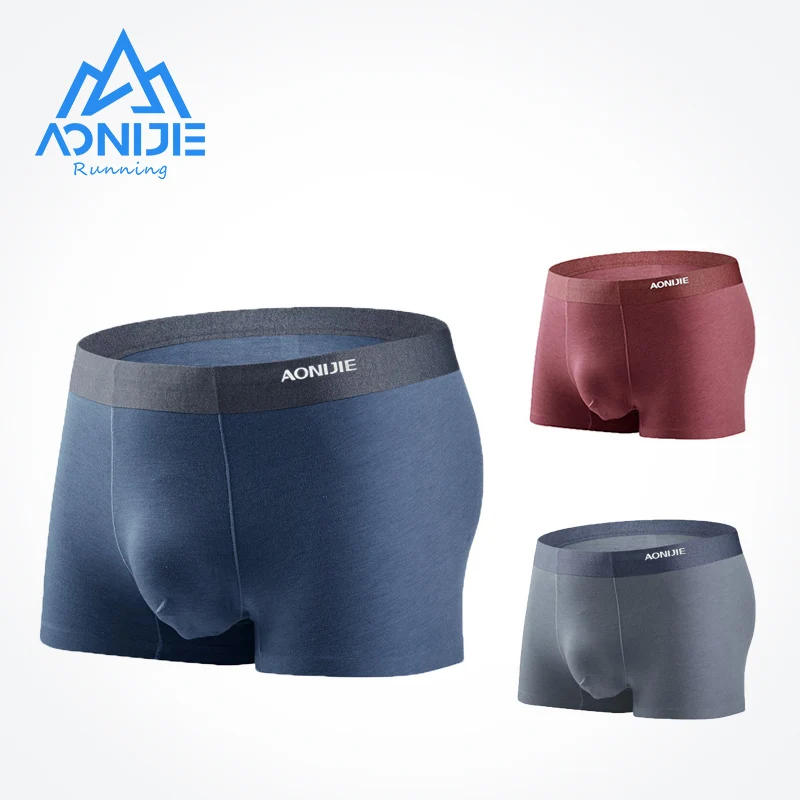 AONIJIE 3 Packs E7004 E7008 Quick Dry Men Sport Performance Boxer Briefs Underwear Micro Modal Mulberry Silk With Metal Gift Box
