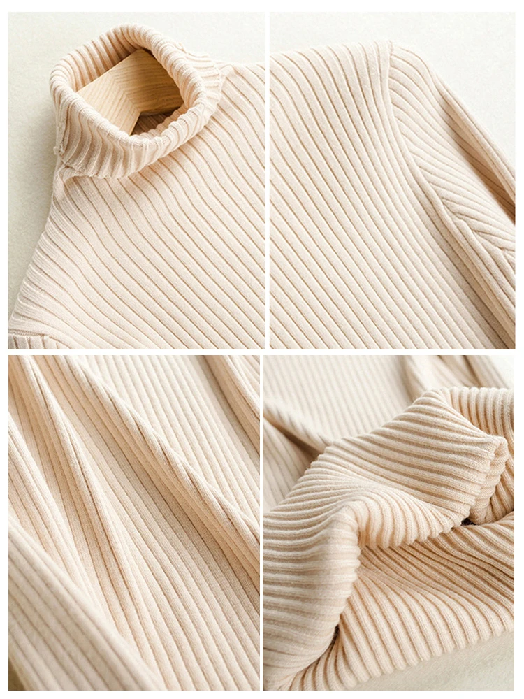 Женский трикотажный свитер с высоким воротом повседневный облегающий пуловер