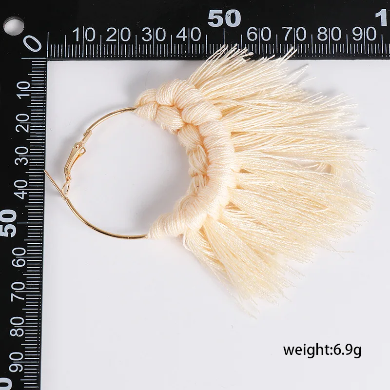 Богемные Винтажные белые оранжевые длинные серьги с кисточками модные украшения