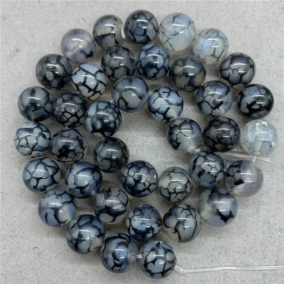 Black Scale Glaze Agate Beads 4-12mm Round Natural Loose Stone Bead Diy Bracelet | Украшения и аксессуары