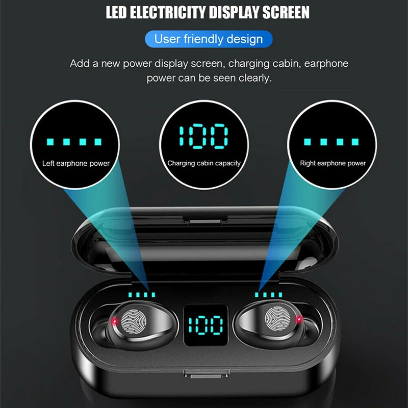 Фото Беспроводные наушники Bluetooth 5.0 Earphone 8D Stereo Sport Waterproof Handsfree Earbuds Headset с 2000 мА·ч Power Bank Беспроводные наушники Bluetooth 5.0 Earphone 8D Stereo Sport Waterproof Handsfree Earbuds Headset с 2000 мА·ч Power Bank