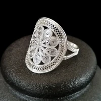 bastiee 999 sterling silver bohemian rings for women vintage daisy flower ring adjustable steampunk handmade luxury jewelry