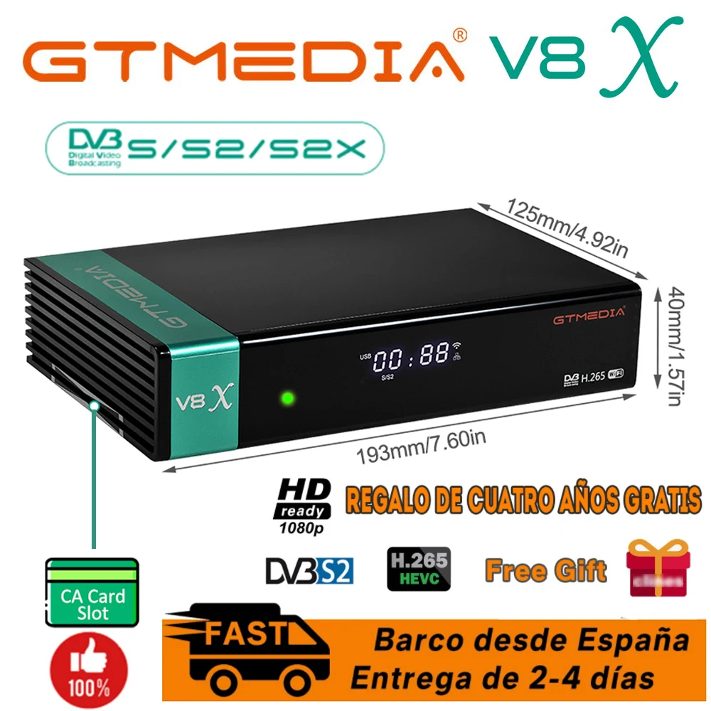 GTMedia V8X 1080P Full HD DVB S/S2/S2X спутниковый ресивер с поддержкой PowerVu Bisskey H.265 Встроенный Wi Fi