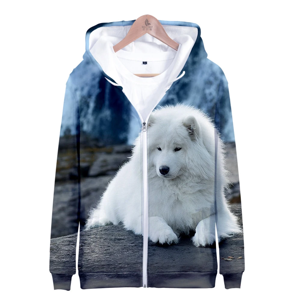 Горячая Распродажа Samoyed куртка на молнии 3D Толстовка с принтом Samoyed толстовки женские большие размеры для женщин уличная