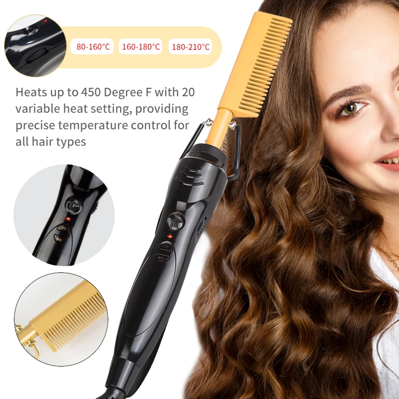 Выпрямитель для волос горячий нагрев расческа Гладкий Утюг выпрямление щетка
