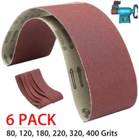6 pcs sanding belt 915100mm sandpaper aluminum oxide 80120180220320400 grit for metal polishing tools parts