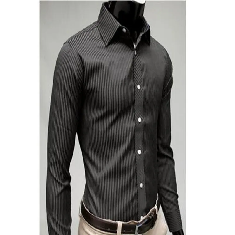 

Spring and autumn new gentleman stripe men slim long sleeve shirt casual fashion long sleeve shirt