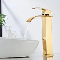 basin faucet gold waterfall faucet brass bathroom faucet bathroom basin faucet mixer tap hot and cold sink faucet