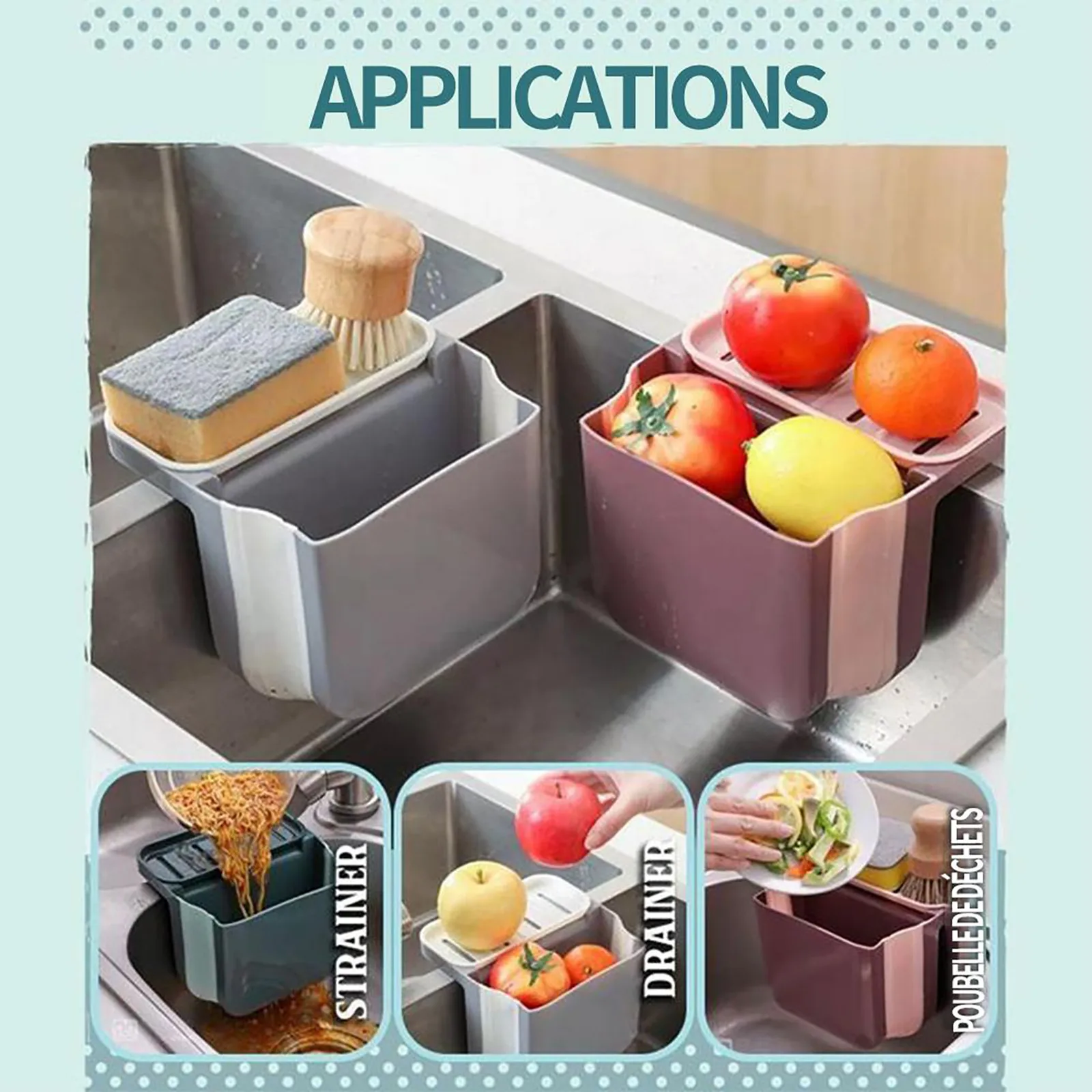 

Kitchen Leaking Basket Triangular Kitchen Waste Leaking Basket Sink Side Shelf
