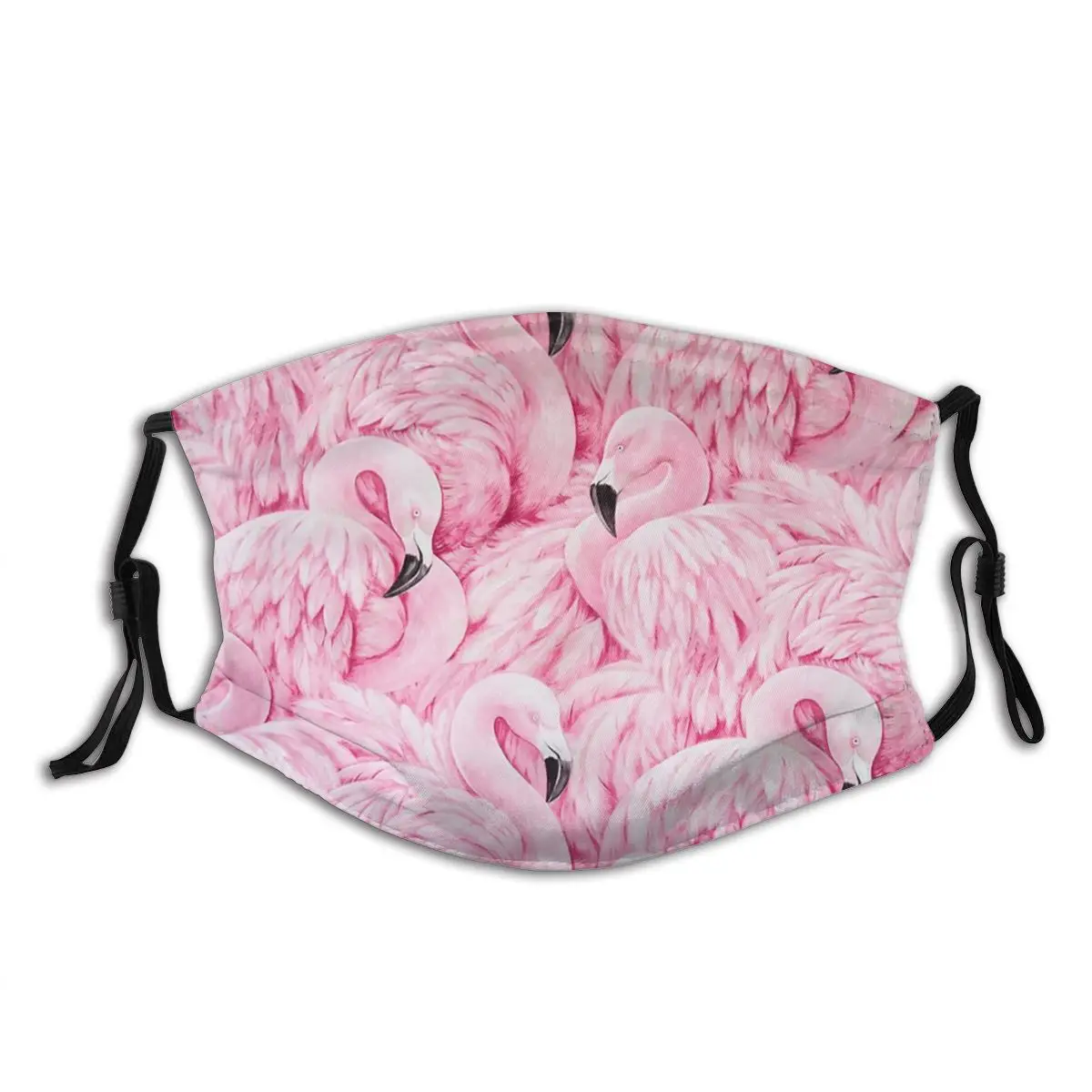 

Pink Flamingo Art Reusable Printed Mouth Face Mask Anti Haze Cold Proof with Filter Winter Protection Cover Respirator for Adult