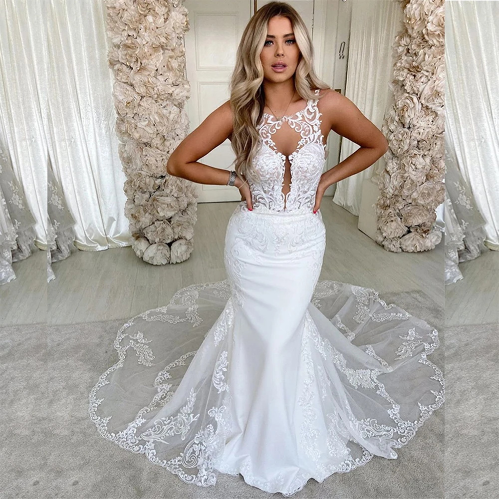 Wedding Dress Beach Illusion Long Sleeves Sheer Backless Lace Appliqued Ball Gown Wedding Gowns Boho Bridal Robe De Mariag plus size wedding dresses