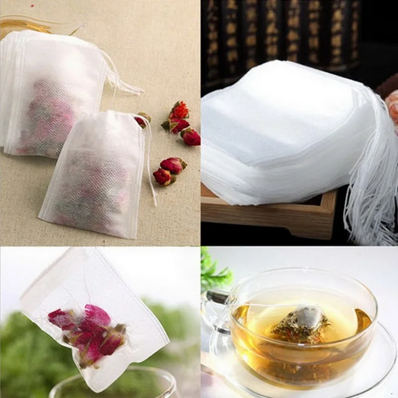 

Disposable Tea Bags 5.5 x 7cm Food Grade Empty Tea Bags Drawstring Pouchs Medcine Bag Heat Seal Non-woven Filter For Herb Tea