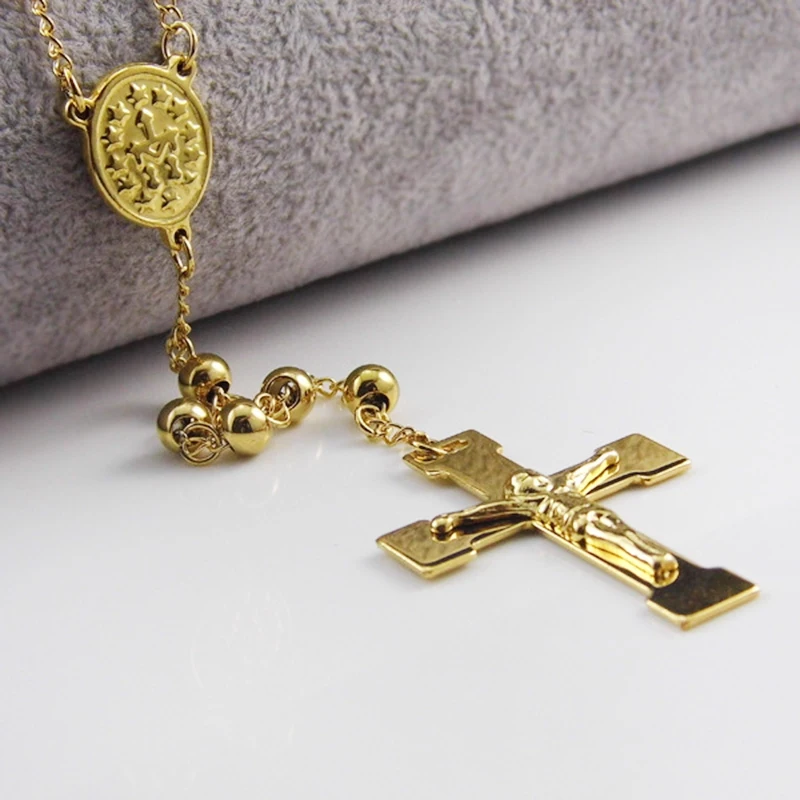 2 шт ожерелье из нержавеющей стали черный Девы Марии крест с Иисусом Христом