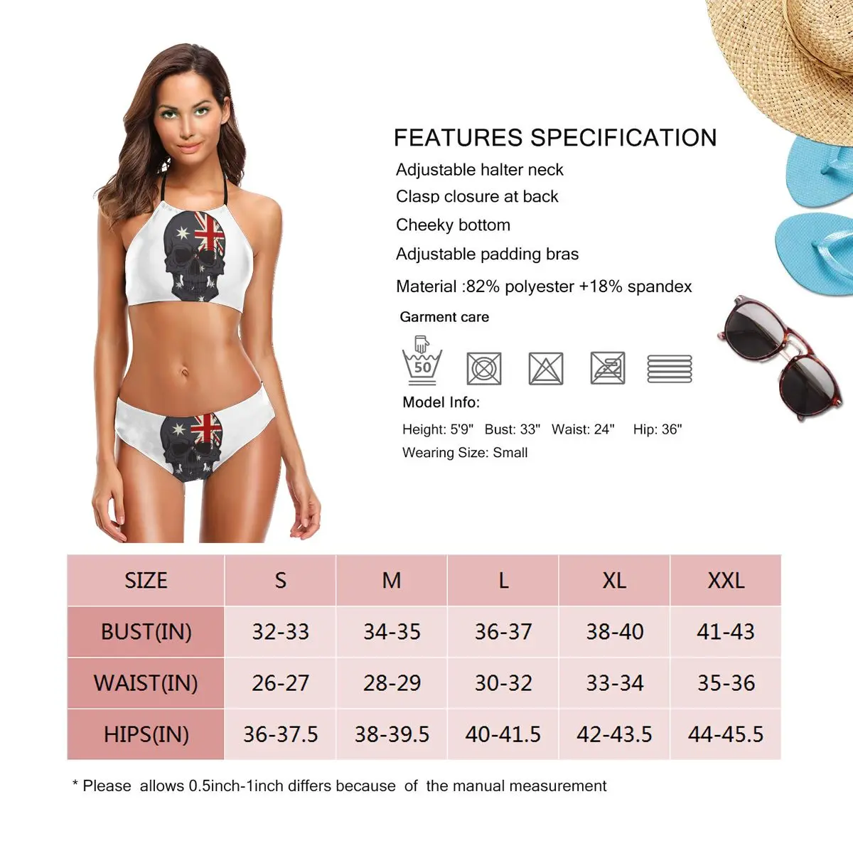 Австралийский флаг бикини с черепом сексуальный купальник женский топ низкой